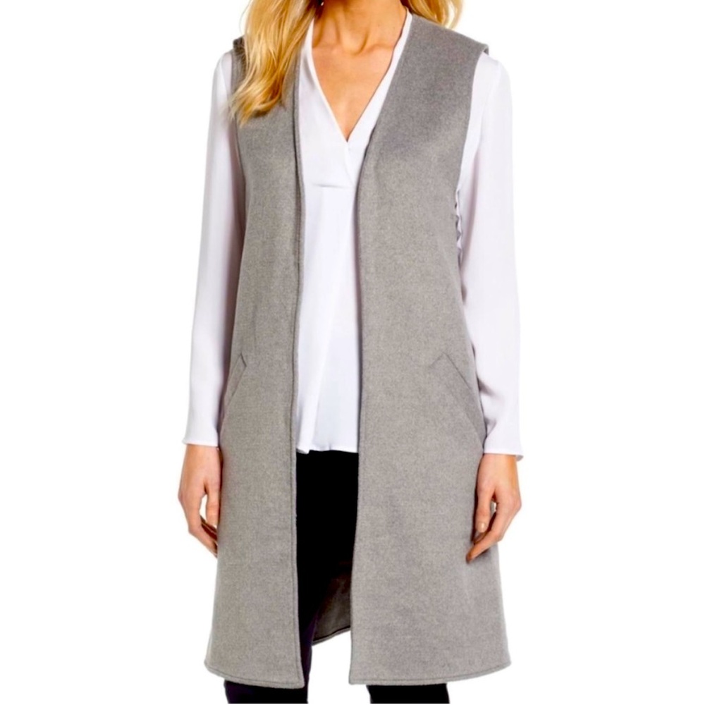 Halogen sleeveless wool blend long layering vest